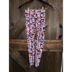 Lululemon‎ Sz 2 Speed Up Crop Inseam Inversion Orange Pink Black Capri Leggings